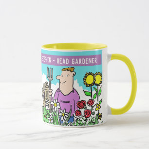 Fun Head Gärtner Tasse. Wählen Sie Ihren Namen. Tasse