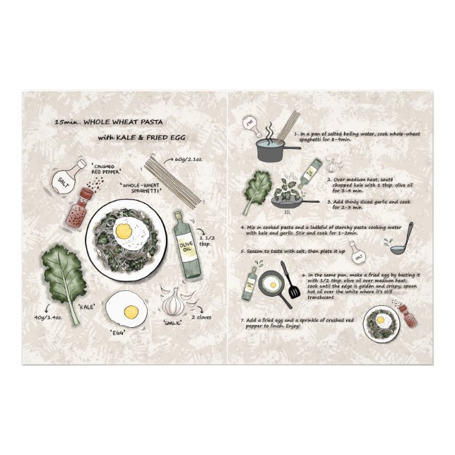 Fun Healthy Breakfast Pasta Rezept Illustration Fotodruck (Vorne)