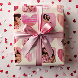 Fun Hearts & Foto Pink & Black Galentine Geschenkpapier Set