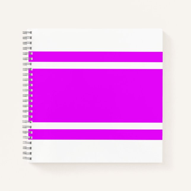 Fun helle tropisch rosa Rennstreifen auf weiß Notizbuch (Vorderseite)