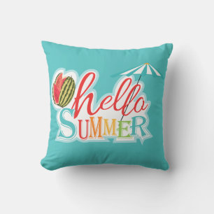 Fun Hello Summer Ocean Beach Thema Blau Kissen