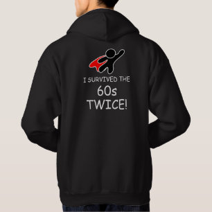 Fun Hero Black, White Red 'Überlebter 60er Twice' Hoodie