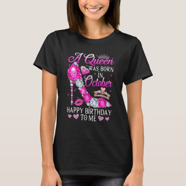 Fun High Heel Girl Frauen Eine Königin war Geboren T-Shirt (Vorderseite)