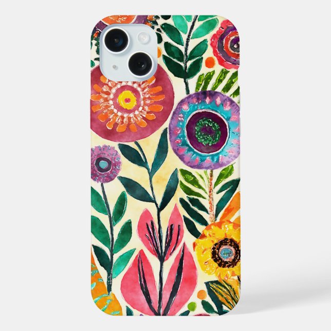 Fun Hippie Blume Gemustert iPhone Hülle (Rückseite)