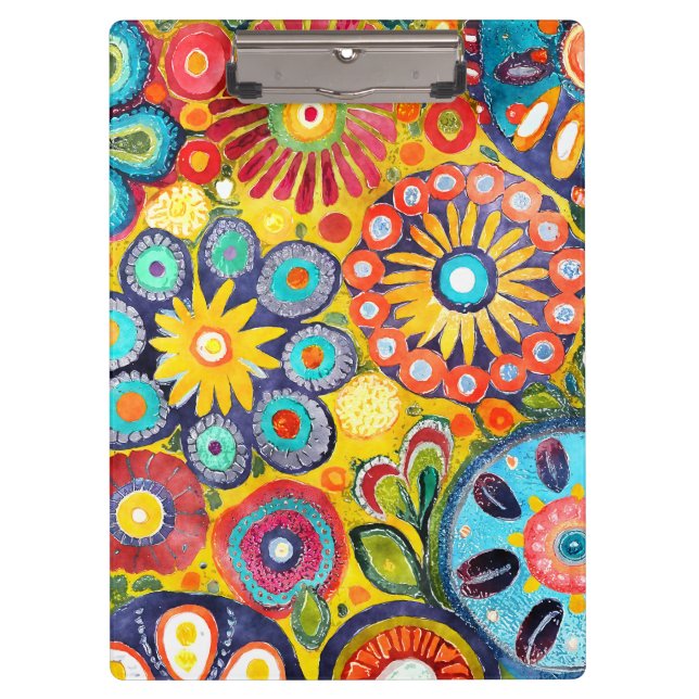 Fun Hippie Blume Gemustert Klemmbrett (Vorderseite)