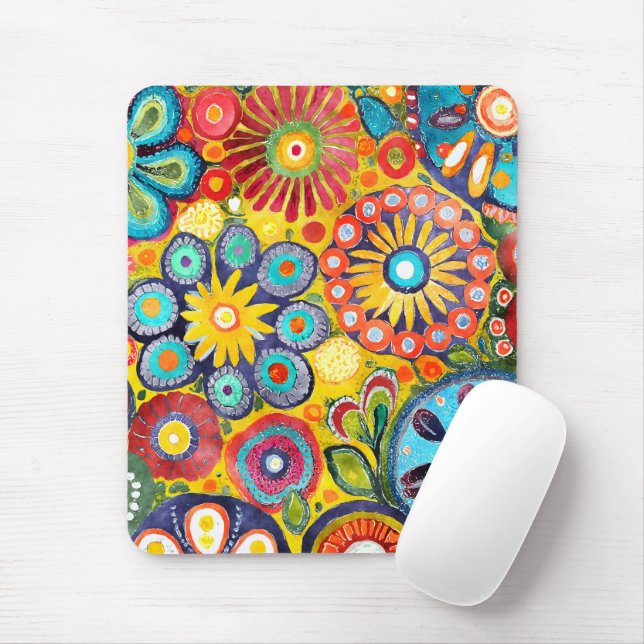 Fun Hippie Blume Gemustert Mousepad (Mit Mouse)