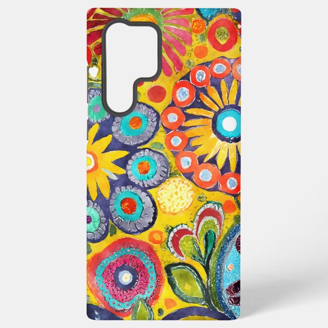 Fun Hippie Blume Gemustert Samsung Galaxy Hülle (Rückseite)