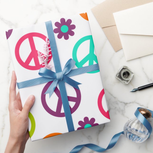 Fun Hippie-Muster Party-Friedenszeichen-Packung Geschenkpapier (Schenken)