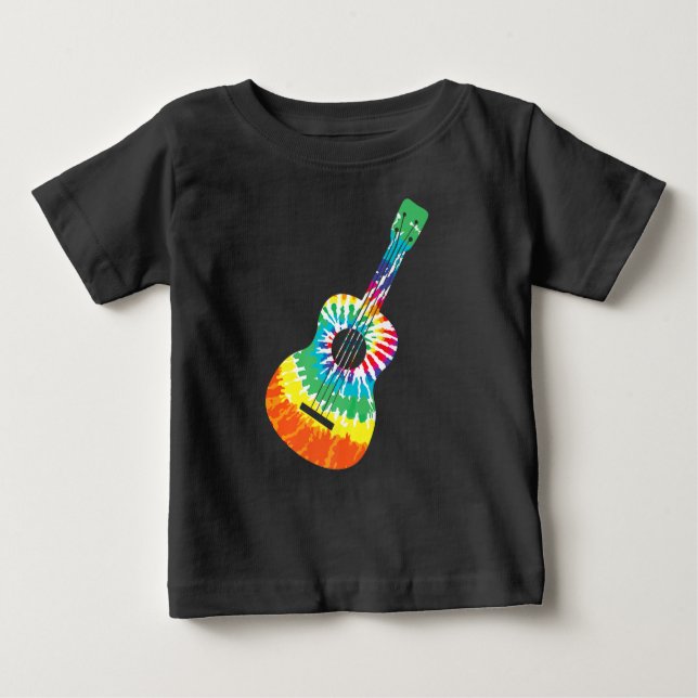 Fun Hippie Rainbow Gefärbte Krawatte Acoustic Guit Baby T-shirt (Vorderseite)