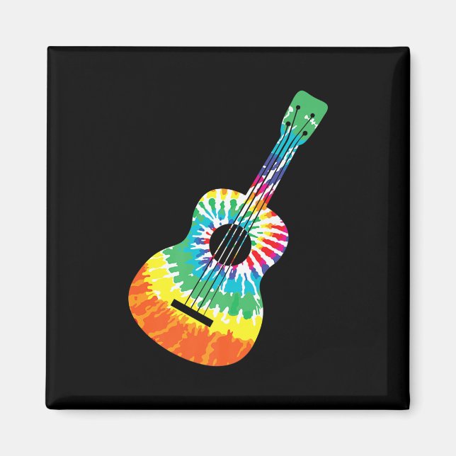Fun Hippie Rainbow Gefärbte Krawatte Acoustic Guit Magnet (Vorne)