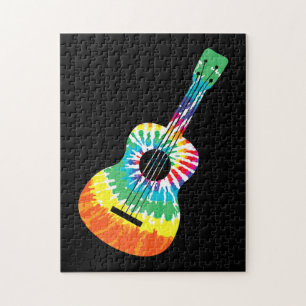 Fun Hippie Rainbow Gefärbte Krawatte Acoustic Guit Puzzle