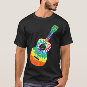 Fun Hippie Rainbow Gefärbte Krawatte Acoustic Guit T-Shirt