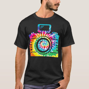 Fun Hippie Rainbow Retro Kamera Gefärbte Krawatte  T-Shirt