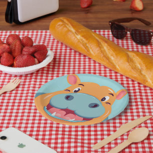 Fun Hippo Face Safari Wilder Dschungel Geburtstags Pappteller
