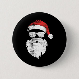 Fun Hipster Santa Face mit Hutbart und Gles Chr Button