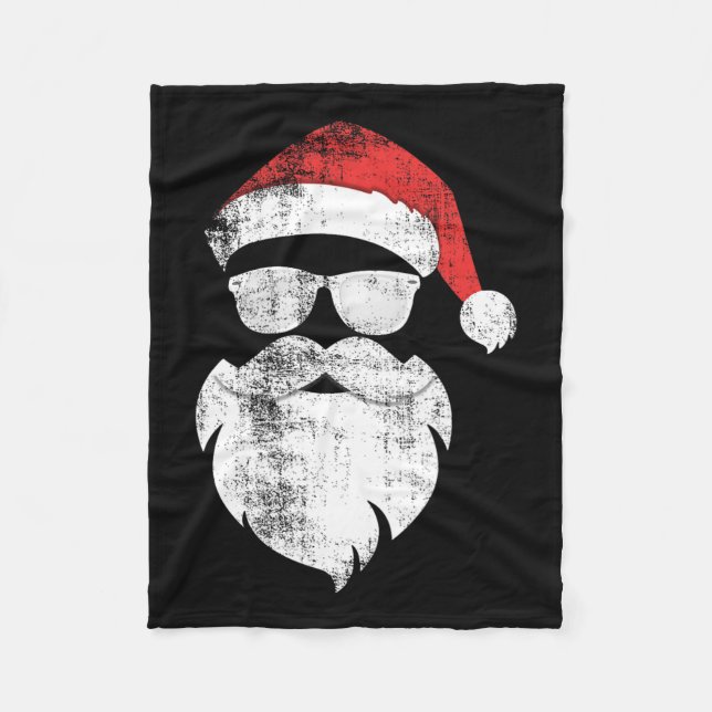 Fun Hipster Santa Face mit Hutbart und Gles Chr Fleecedecke (Vorderseite)