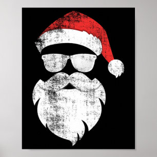 Fun Hipster Santa Face mit Hutbart und Gles Chr Poster