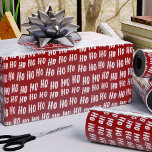 Fun Ho Ho Text Red Holiday Pattern Christmas v2 Geschenkpapier<br><div class="desc">Fügen Sie Ihrem Urlaubsgeschenk eine lustige Touch mit diesem bezaubernden Ho Ho Ho Musterpapier hinzu. Die Geschenkpackung hat den sich wiederholenden Text Ho Ho Ho in Weiß auf einem roten Hintergrund. Macht eine niedliche personalisierte Touch zu einem Geschenk für ein Kind oder ein Familienmitglied,  besonders für Geschenke vom Weihnachtsmann!</div>