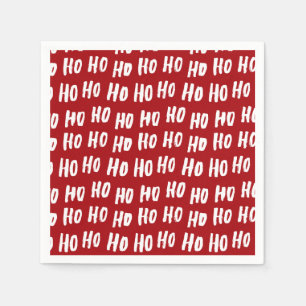 Fun Ho Ho Text Red Holiday Pattern Christmas v2 Serviette