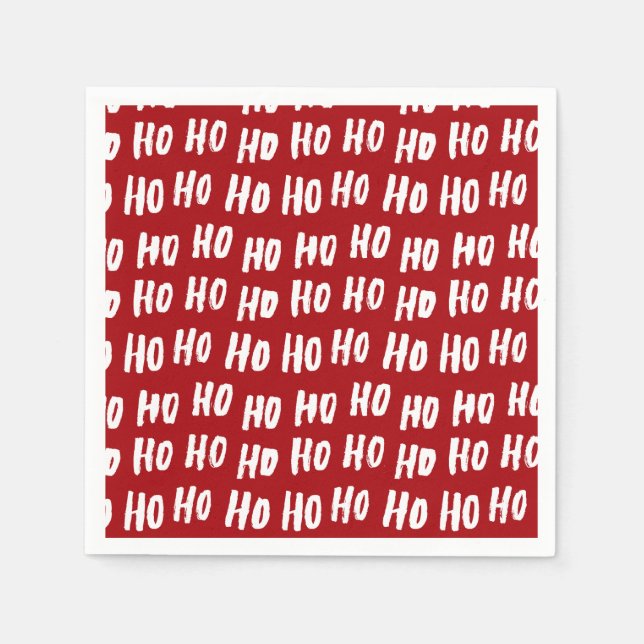 Fun Ho Ho Text Red Holiday Pattern Christmas v2 Serviette (Vorderseite)