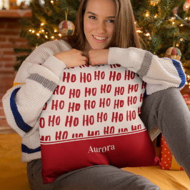 Fun Ho Ho Text Red Holiday Pattern Weihnachten Kissen