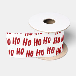 Fun Ho Ho Text Red Holiday Pattern Weihnachten Satinband