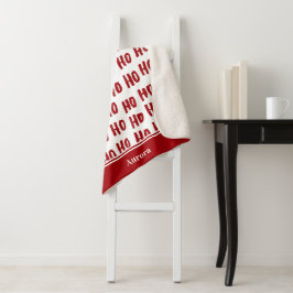 Fun Ho Ho Text Red Holiday Pattern Weihnachten Sherpadecke