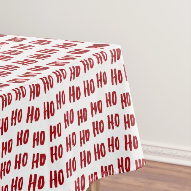Fun Ho Ho Text Red Holiday Pattern Weihnachten Tischdecke (Beispiel)