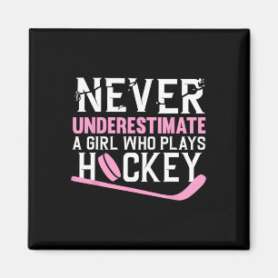 Fun Hockey Art for Girls Women Field Hockey Player Magnet