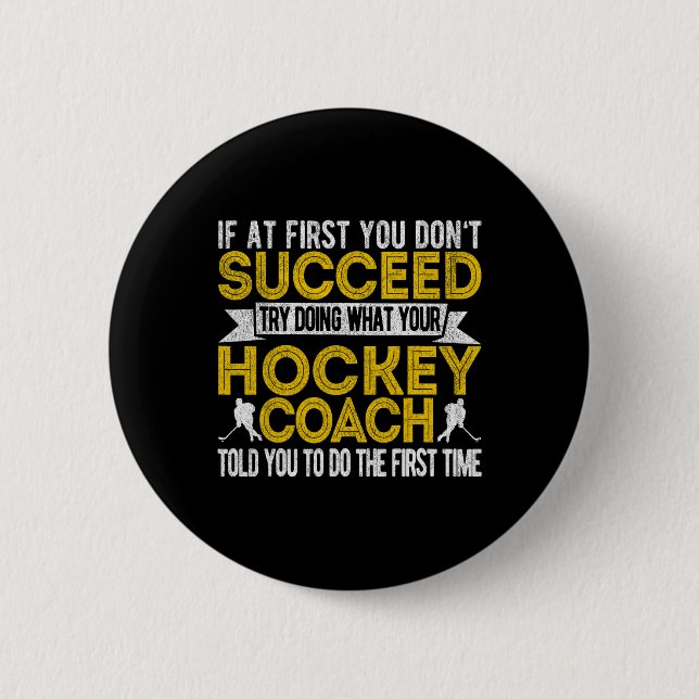 Fun Hockey Coach Eishockey Team Coach Retro Button (Vorderseite)
