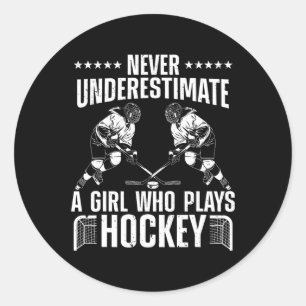Fun Hockey for Women Girls Ice Hockey Player Hocke Runder Aufkleber