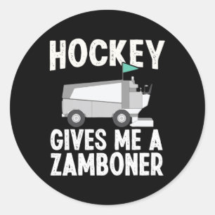 Fun Hockey gibt mir eine Zamboner Hockey Player Wi Runder Aufkleber