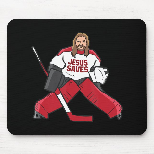 Fun Hockey Jesus Rette Hockey Goalie Mousepad (Vorne)