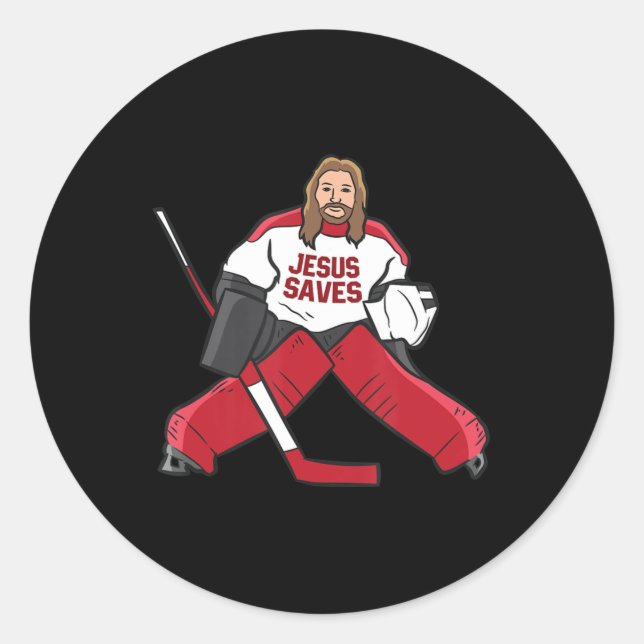Fun Hockey Jesus Rette Hockey Goalie  Runder Aufkleber (Vorderseite)