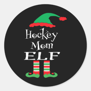 Fun Hockey Mama Elf Xmas Familie Match Women Men T Runder Aufkleber