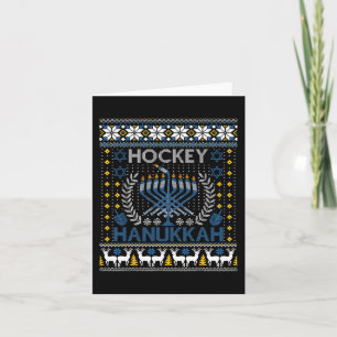 Fun Hockey Menorah Hanukkah Judenfestival Holida Karte