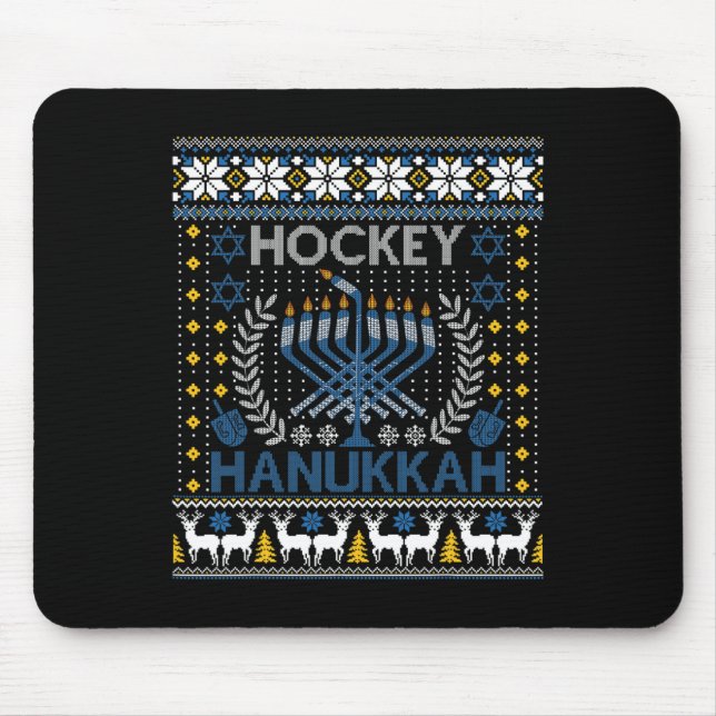 Fun Hockey Menorah Hanukkah Judenfestival Holida Mousepad (Vorne)