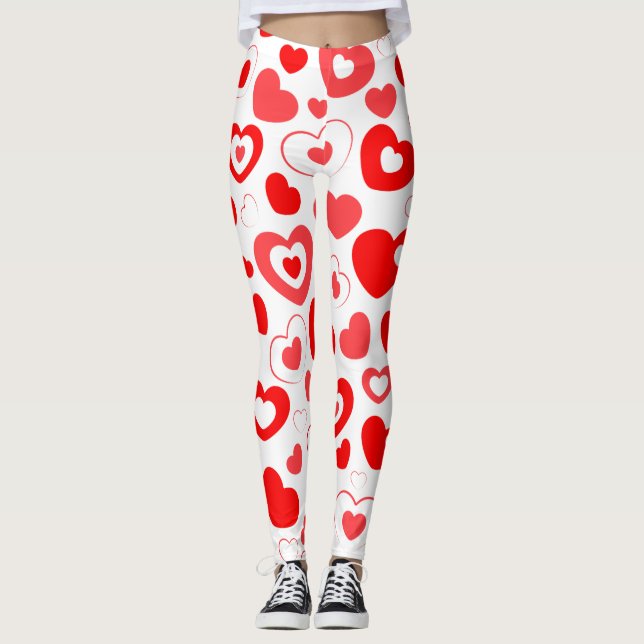Fun Holiday Herzdesign Leggings (Vorderseite)