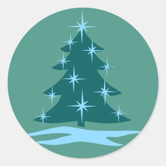 Fun Holiday Stickers Blue Weihnachtsbaum Stickers (Vorderseite)