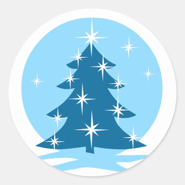 Fun Holiday Stickers Blue Weihnachtsbaum Stickers (Vorderseite)