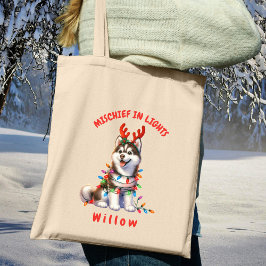 Fun Holiday Watercolor Playful Siberian Husky Dog Tragetasche
