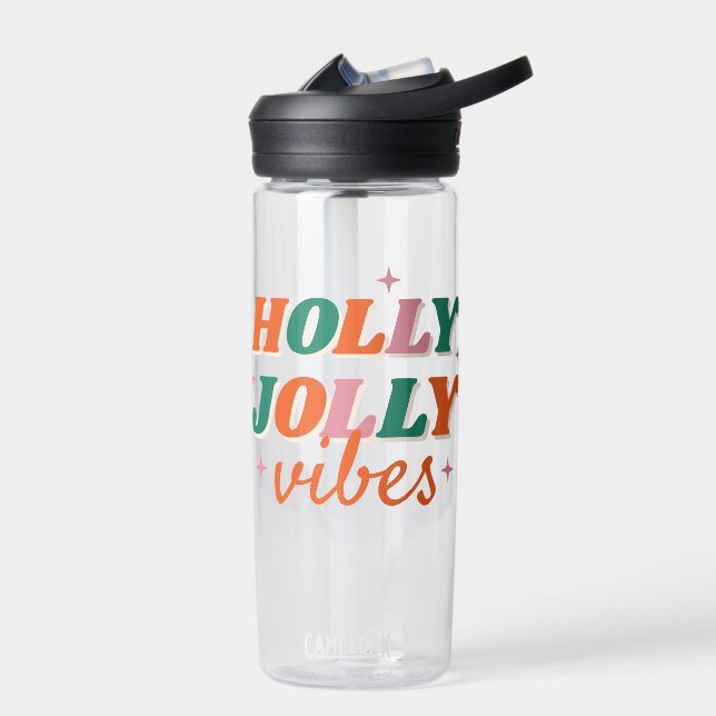 Fun Holly Jolly Vibes Weihnachtsdesign Trinkflasche (Links)