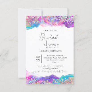 Fun Holographic Ink Glitzer Brautparty Einladung