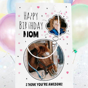 Fun Horn Mama Geburtstag Gedanken Blase Foto Weiß Mittlere Geschenktüte