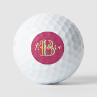 Fun Hot Pink Blue Yellow Custom Monogram Name