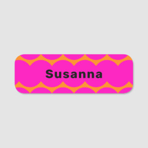 Fun Hot Pink Bright Orange Squiggle Magnetic Namensschild