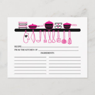 Fun Hot Pink Kitchen Gadgets Bridal Rezept Karten