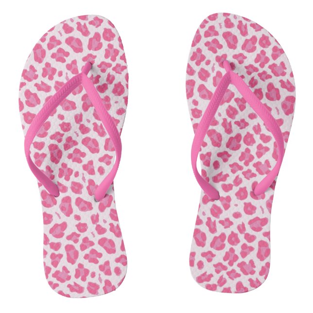 Fun Hot Pink Leopard Print Flip Flops (Fußbett)