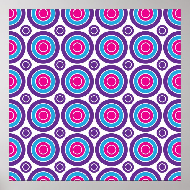 Fun Hot Pink Lila Aquamarine Schaltkreise Design Poster (Vorne)