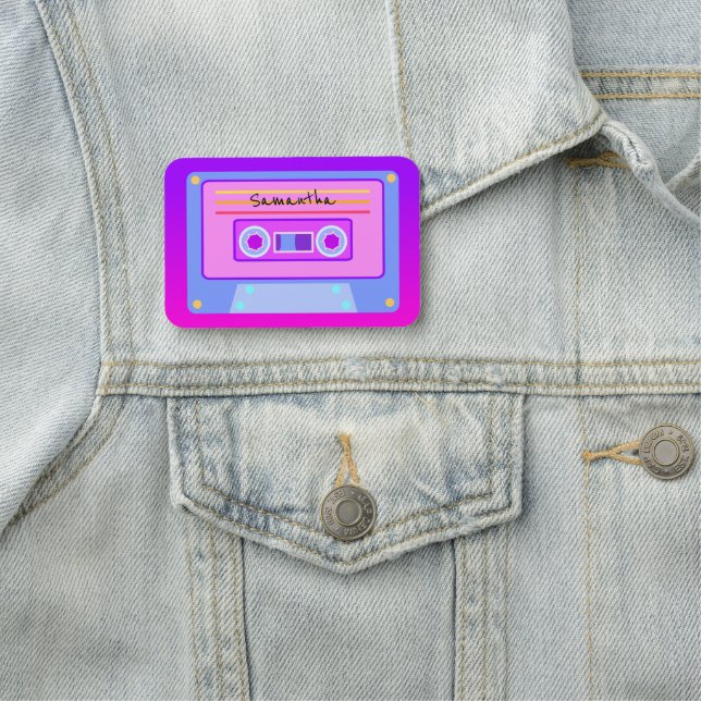 Fun Hot Pink y2k 90er Vaporwave-Button Namensschild (Beispiel)